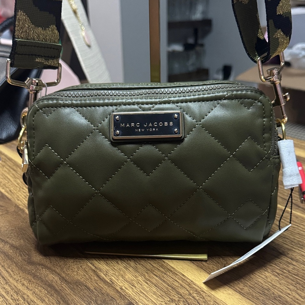 Marc Jacobs Quilted Olive Make-up Beauty Bag turned into a Crossbody Bag